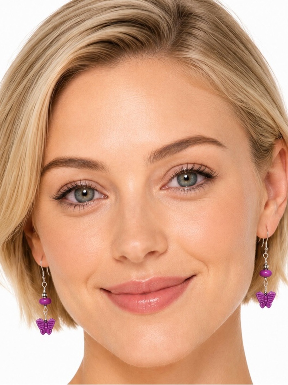 Purple Stone Butterfly Earrings